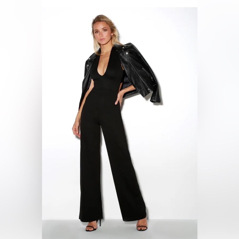 Thinking Out Loud Black Backless Jumpsuit